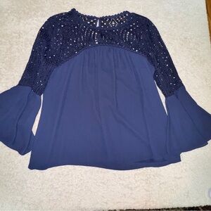 Lilly Pulitzer Navy Crochet Blouse